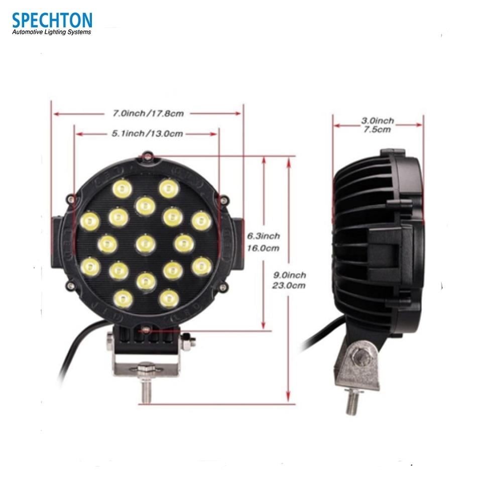 10V-30V LED LAMBA OFF-ROAD (17 X 3W) YUVARLAK (155*155 MM) (SİYAH)