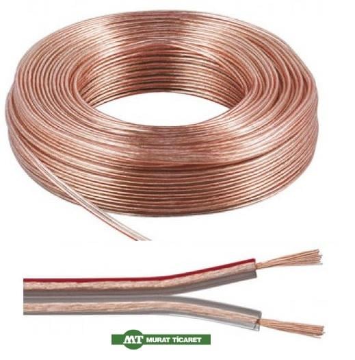 MURAT 2 X 1 MM ÇİFTLİ HOPARLÖR KABLOSU (ŞEFFAF) (1 MT)