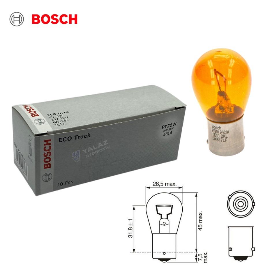 BOSCH 24V 93 AMPUL 21W SARI (YAKIN TIRNAK) (10 ADET)