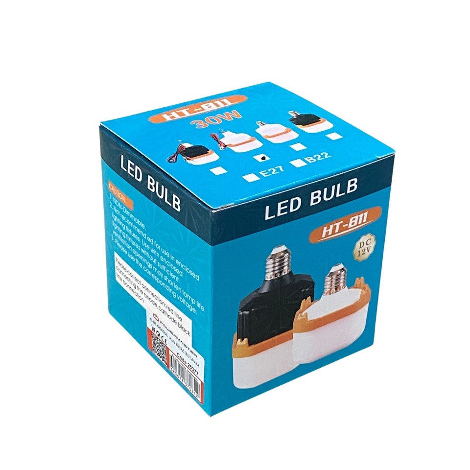 12V SEYYAR LAMBA LEDLİ 30W (1.5 MT KABLOLU KROKODİL MAŞALI) (BEYAZ)