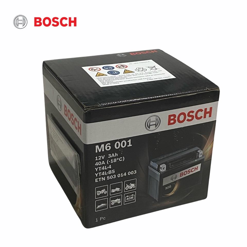 BOSCH 12V 3 AH MOTOSİKLET AKÜSÜ AGM 40 A (EN) (113*70*85) (M6 001) (YT4L-4) (YT4L-BS)