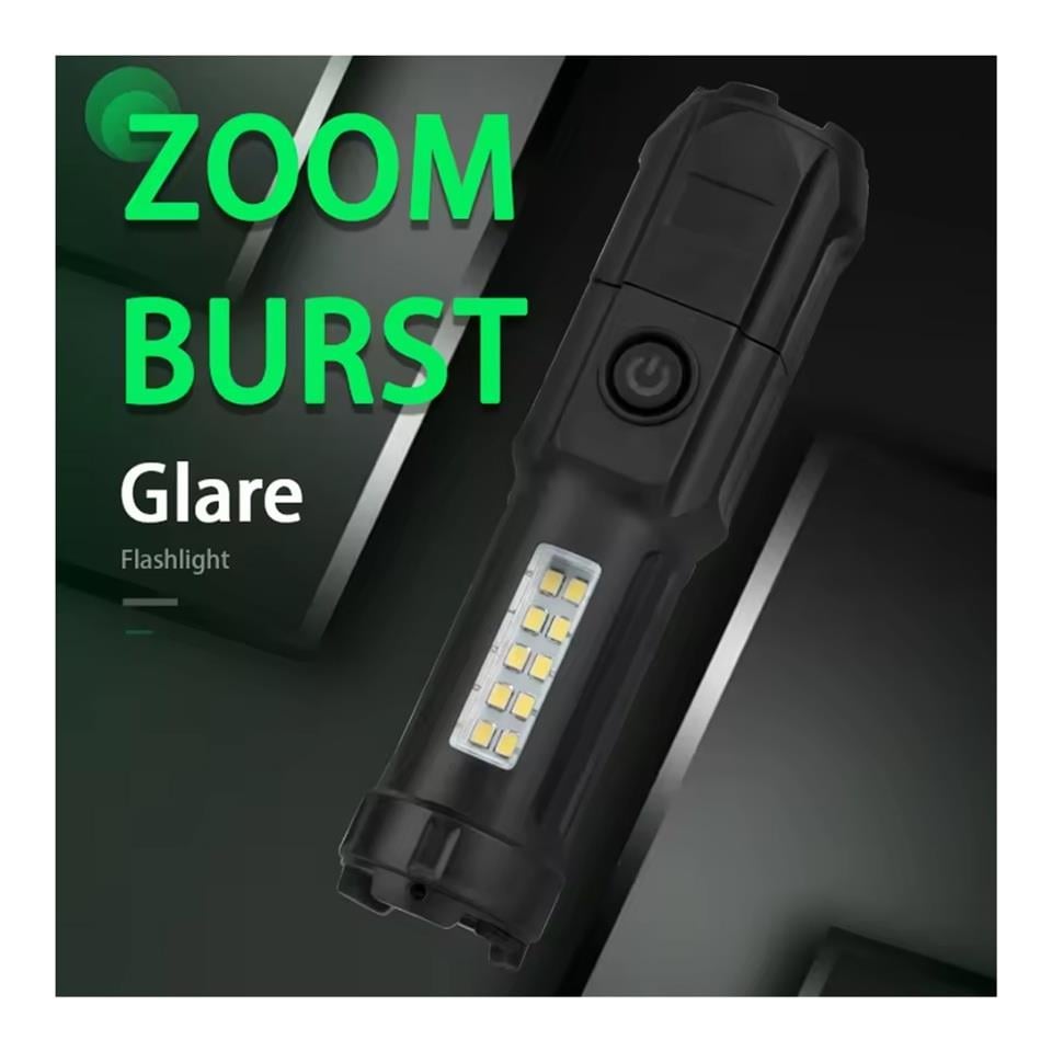 EL FENERİ COB LED (4 FONKSİYONLU-ZOOMLU) (USB ŞARJLI) (POWERBANK ÖZELİKLİ) (130*35 MM)