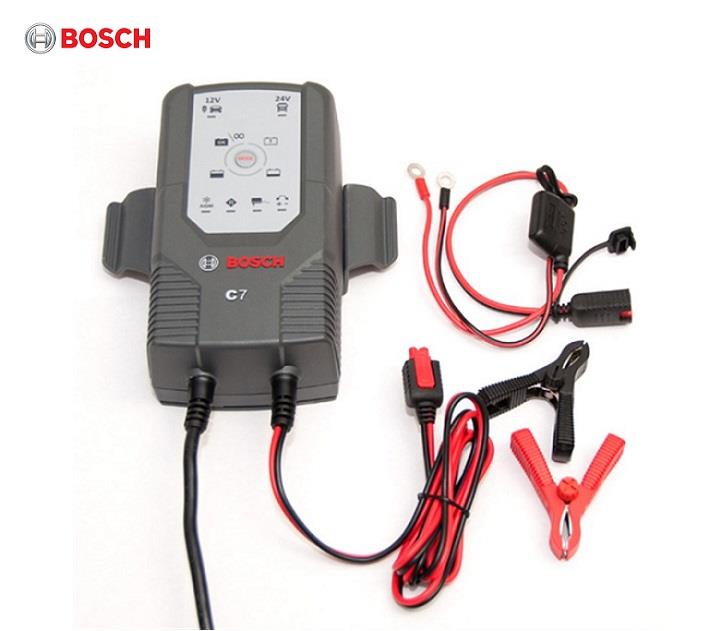 BOSCH 12V-24V ŞARJ REDRESÖRÜ (AKÜ ŞARJ CİHAZI) OTOMATİK C7 (12V-7 A / 24V-3.5 A) (+AGM)
