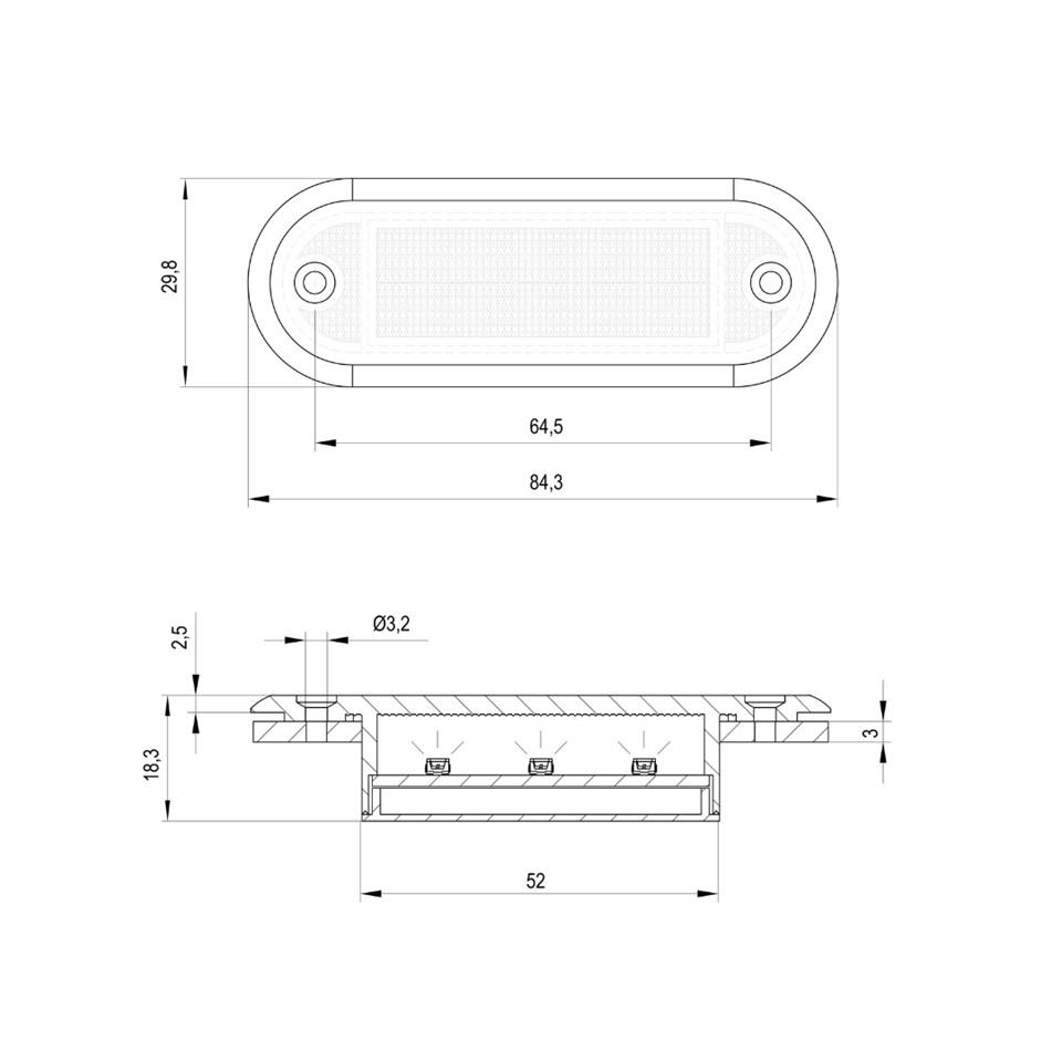 SANEL 12V BASAMAK AYDINLATMA LAMBASI BEYAZ (6 LEDLİ) (85*30 MM)