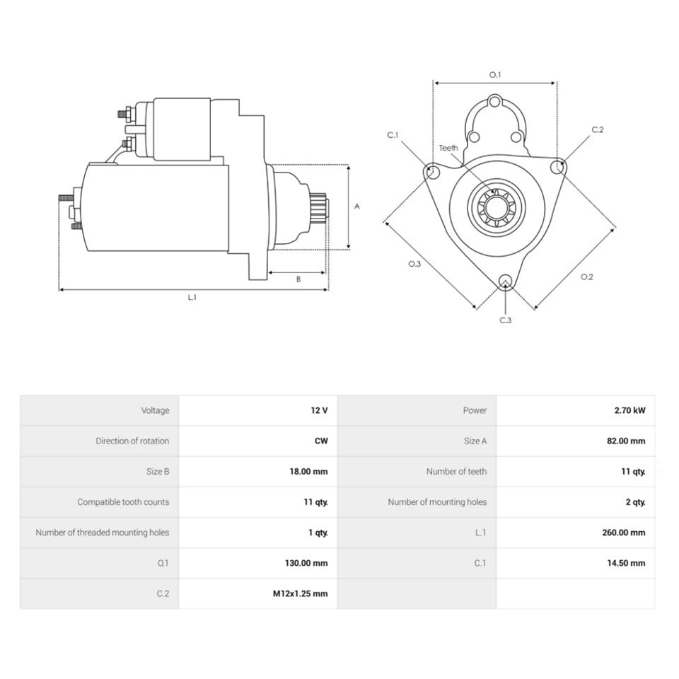 12V MARŞ MOTORU 11 DİŞ 2.7 KW CW TOYOTA HILUX PICK-UP 2.5 D-4D 2005 >