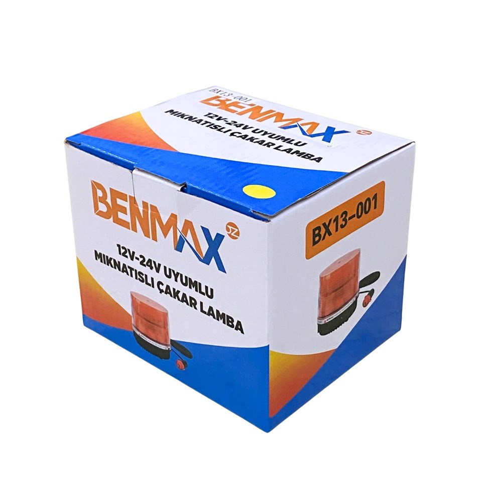 12V-24V ÇAKAR TEPE LAMBA LEDLİ MIKNATISLI ÇAKMAK FİŞLİ SARI (110*115 MM)
