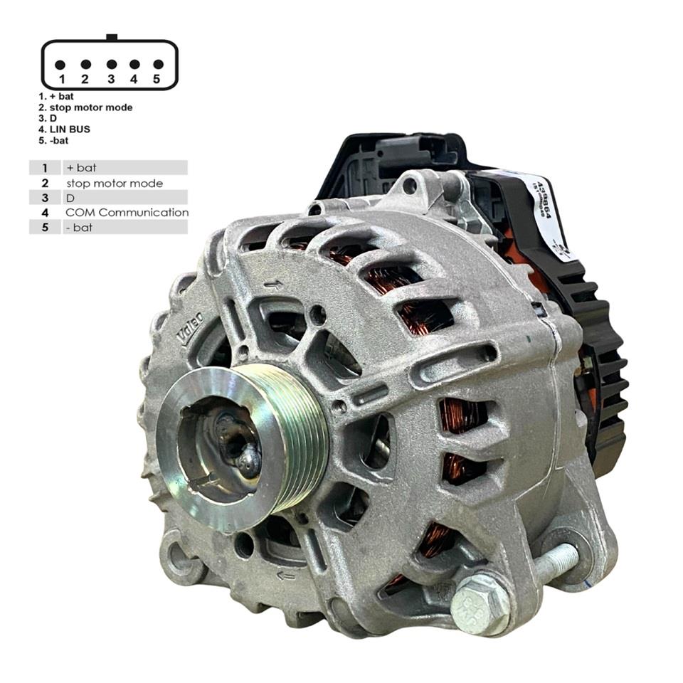 VALEO 12V ALTERNATÖR DİNAMO 210 A (LIN) (5 FİŞ) (START-STOP) CITROEN-PEUGEOT 2009 >