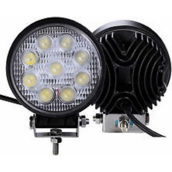 12V-24V ÇALIŞMA LAMBASI YUVARLAK (9 X 3W POWER LEDLİ) (120 MM)