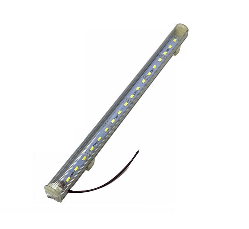 12V FLORESAN TAVAN LAMBASI 18 LEDLİ ANAHTARLI BEYAZ (ŞEFFAF CAM) (27 CM)