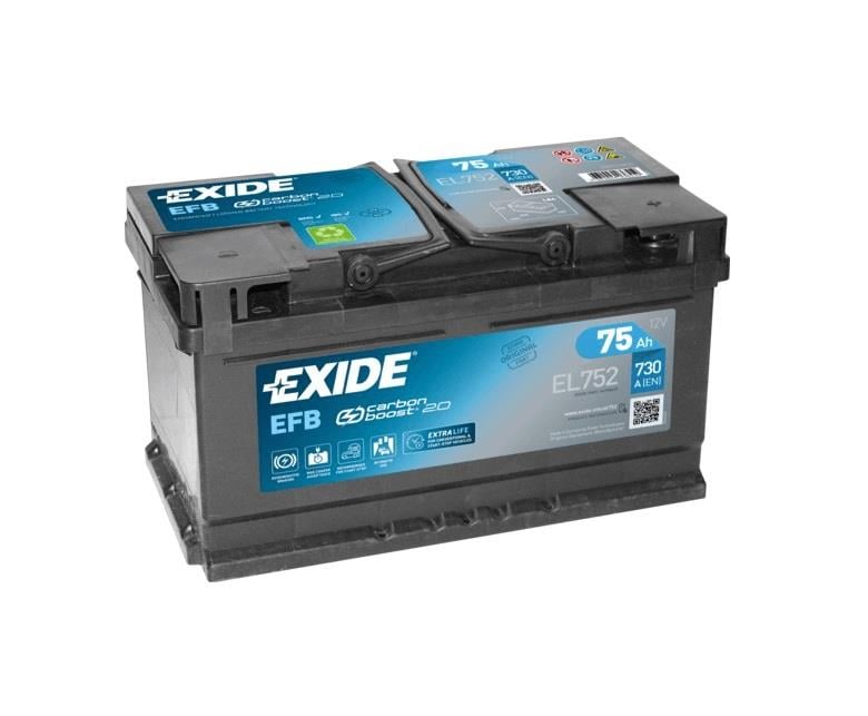 EXIDE 12V 75 AH AKÜ EFB 730 A (EN) (STAR-STOP) (315*175*175) (ALÇAK)