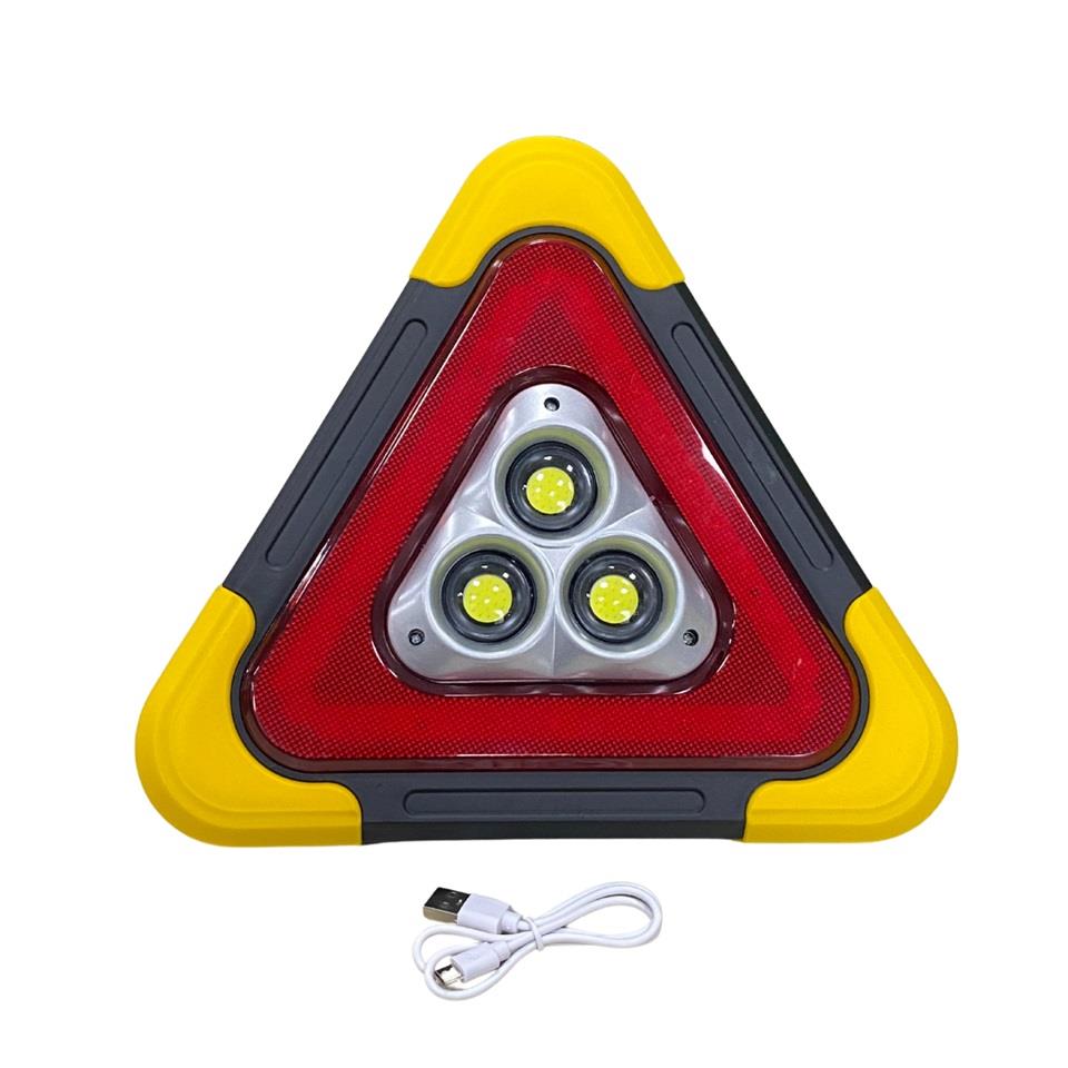 ÜÇGEN REFLEKTÖR-EL FENERİ LEDLİ ÇAKARLI (ŞARJLI-GÜNEŞ ENERJİLİ-POWERBANK-USB ÇIKIŞLI) (270*270 MM)