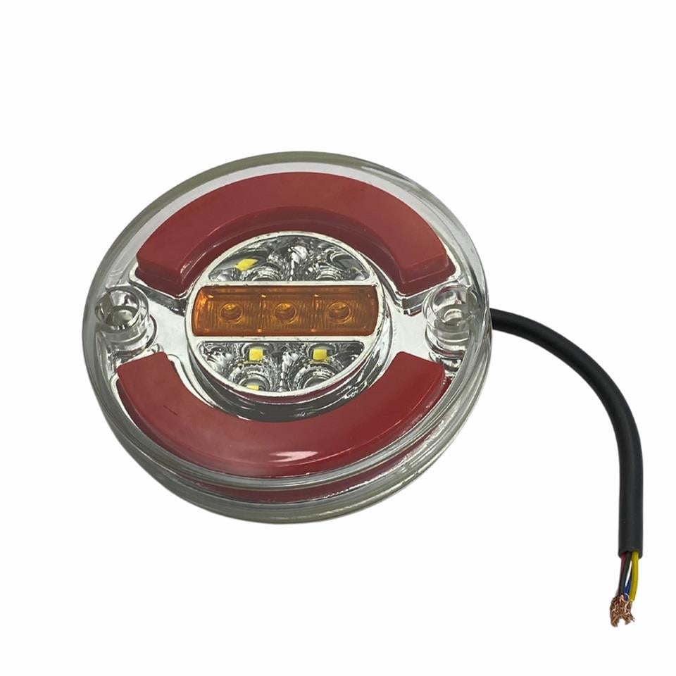 12V-24V STOP LAMBASI YUVARLAK (NEON LEDLİ) (4 FONKSİYONLU) (KIRMIZI-BEYAZ-SARI) (98*21 MM)