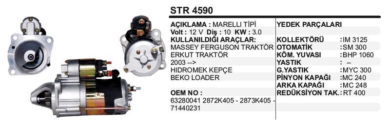 12V MARŞ MOTORU MARELLI TİPİ 10 DİŞ 3 KW (SAĞ AÇIK) (ŞASE CIVATALI)