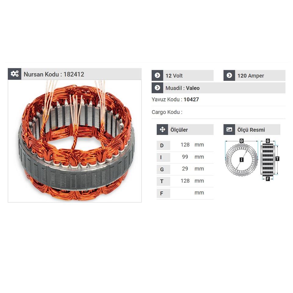 12V ALTERNATÖR STATÖR VALEO TİPİ 120 A (3 UÇLU)