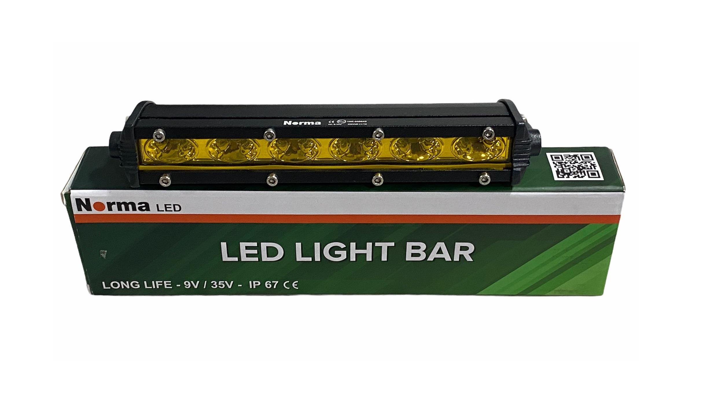 NORMA 9V-35V LED BAR OFF-ROAD 18W (6 LEDLİ) TEK SIRA İNCE DÜZ (180 MM) SARI