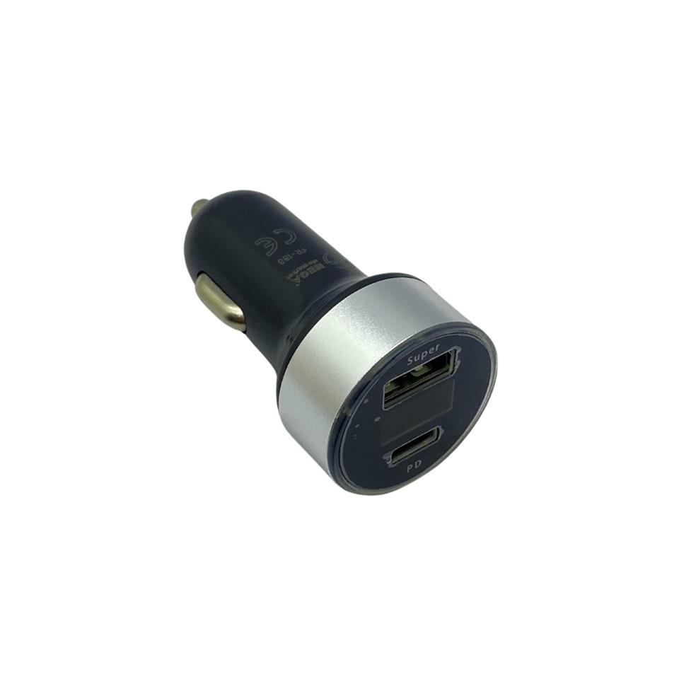 12V-24V TELEFON ŞARJ CİHAZI 3 A HIZLI ŞARJ VOLTAJ GÖSTERGELİ (ÇAKMAK GİRİŞLİ) (USB+TYPE-C) GÜMÜŞ GRİ