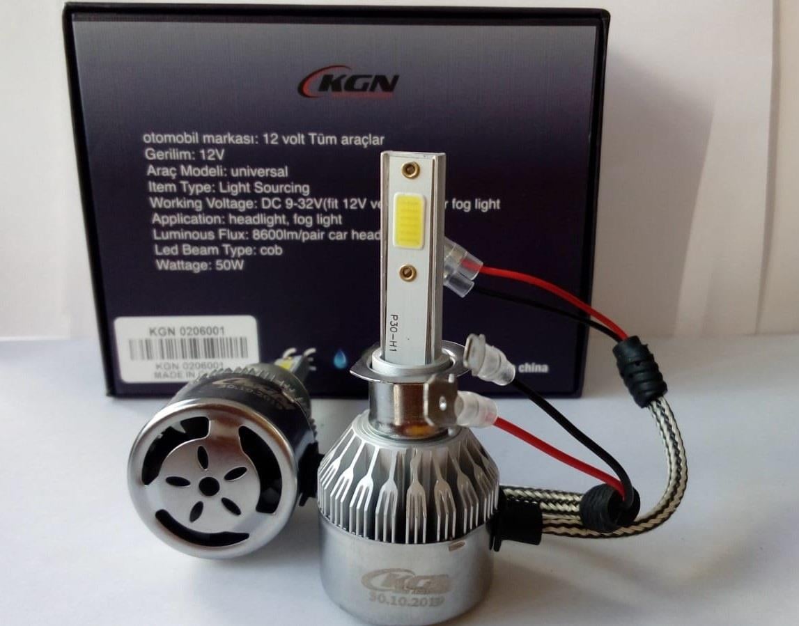 9V-32V H1 XENON LED FAR AMPUL SETİ 50W 6000K 8600 LÜMEN COB LED