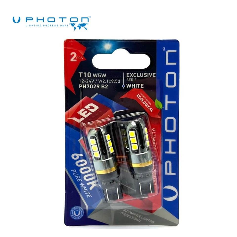 PHOTON 12V-24V DİPSİZ AMPUL T10 9 LEDLİ BEYAZ 6000K (2 AD)