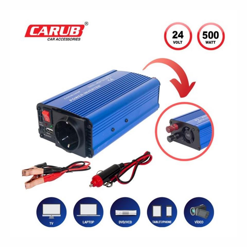 24V DC > 220V AC İNVERTÖR 500W (MODİFİYE) (ÇAKMAK FİŞLİ-MAŞALI)