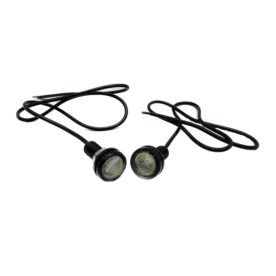 12V GÜNDÜZ SÜRÜŞ LEDİ YUVARLAK MAVİ (LEDLİ) CIVATALI (MERCEKLİ) (22 MM) (2 AD)
