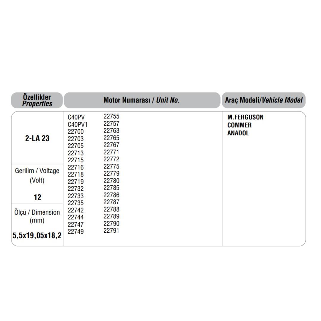 LUCAS DÜZ DİNAMO ŞARJ KÖMÜRÜ (LAX23) (LAX7) (227541) (2 AD) ANADOL-COMMER-MASSEY FERGUSON