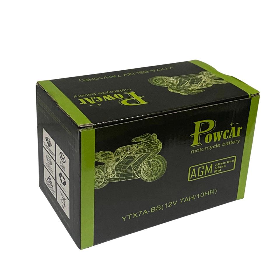 POWCAR 12V 7 AH MOTOSİKLET AKÜSÜ (150*87*93) (YTX7A-BS) (TERS) (SMF) (2,5 KG) 