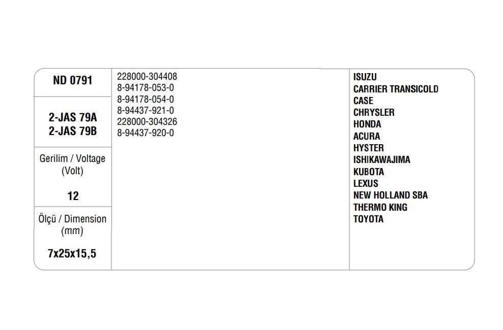 MARŞ KÖMÜRÜ NIKKO TİPİ-NIPPON DENSO TİPİ (4 AD)