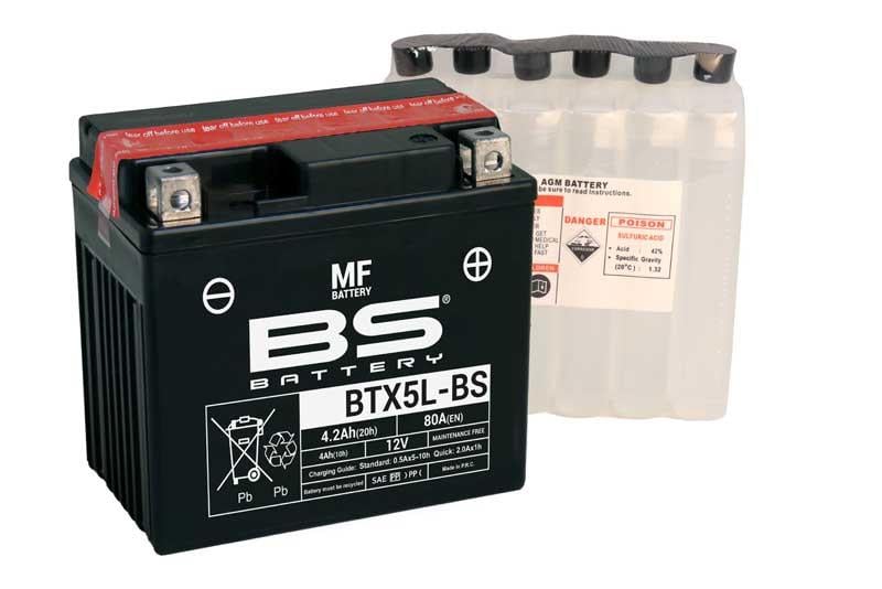 BS BATTERY 12V 4.2 AH MOTOSİKLET AKÜSÜ 80 A (EN) (113*70*105) (BTX5L-BS)