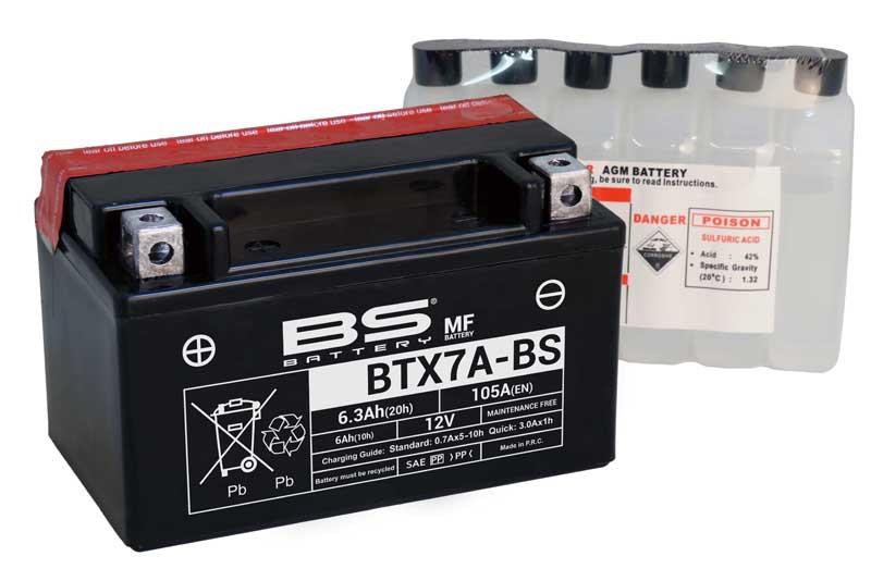 BS BATTERY 12V 6.3 AH MOTOSİKLET AKÜSÜ 105 A (EN) (150*87*93) (BTX7A-BS) (TERS)