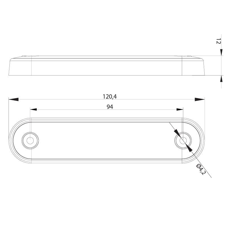 FRISTOM 12V-36V PARMAK LAMBA 8-LEDLİ KABLOLU (FÜME CAM) KIRMIZI (120*28 MM) E9