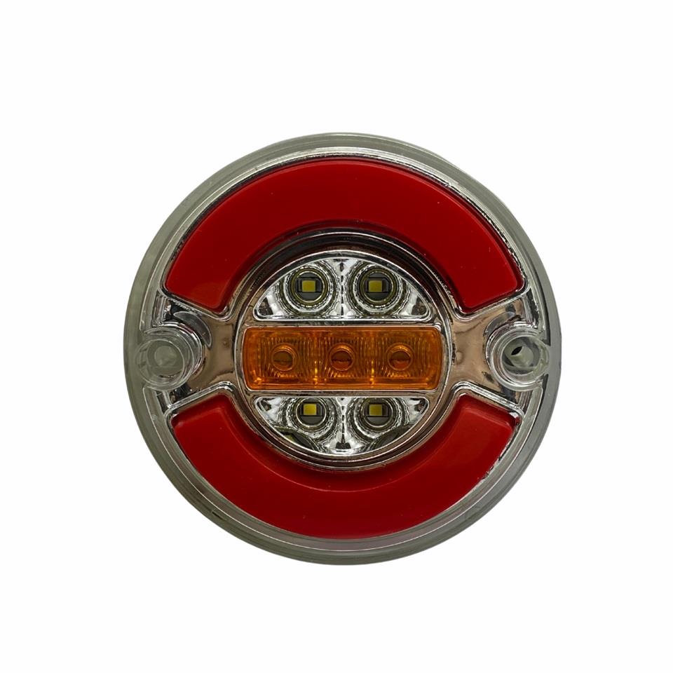 12V-24V STOP LAMBASI YUVARLAK (NEON LEDLİ) (4 FONKSİYONLU) (KIRMIZI-BEYAZ-SARI) (98*21 MM)
