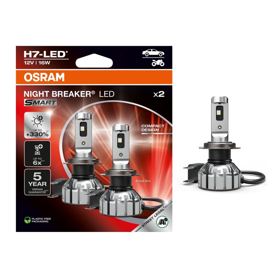 OSRAM 12V H7 XENON LED FAR AMPUL SETİ 16W +%330 PARLAK IŞIK 6 KAT UZUN ÖMÜRLÜ 6000K (2 AD)