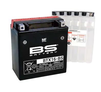 BS BATTERY 12V 14.7 AH MOTOSİKLET AKÜSÜ 230 A (EN) (150*87*161) (BTX16-BS) (TERS)