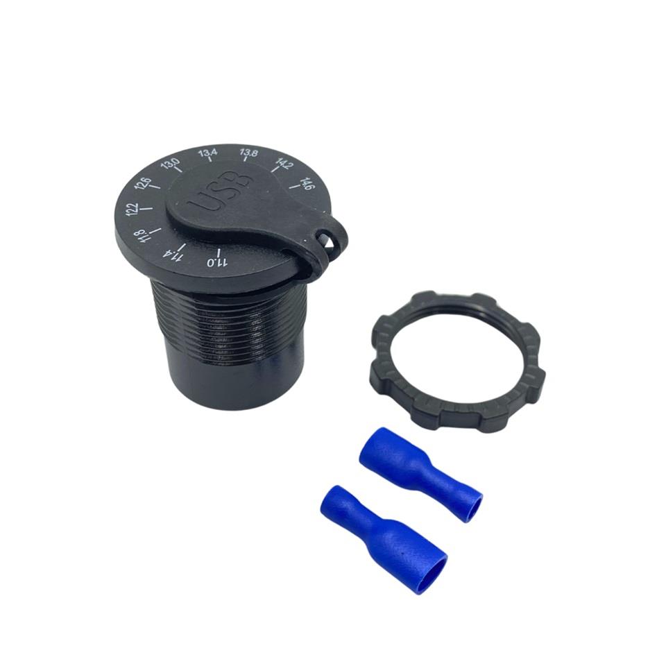 12V-24V DİJİTAL VOLTMETRE+ŞARJ CİHAZLI (USB X2) (3 A) (OFF-ON ANAHTARLIİ) (IŞIKLI) (28 MM)