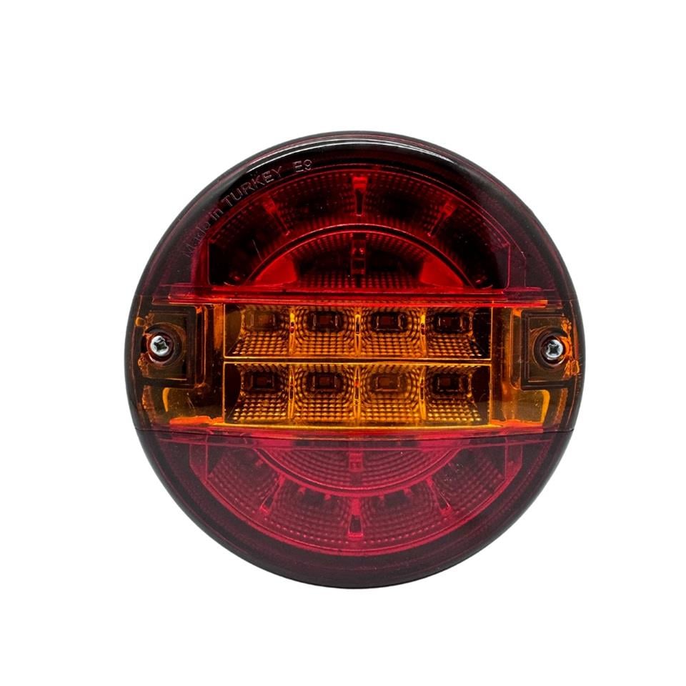 24V STOP LAMBASI YUVARLAK (LEDLİ) (3 FONKSİYONLU) (SARI-KIRMIZI) (140*60 MM)