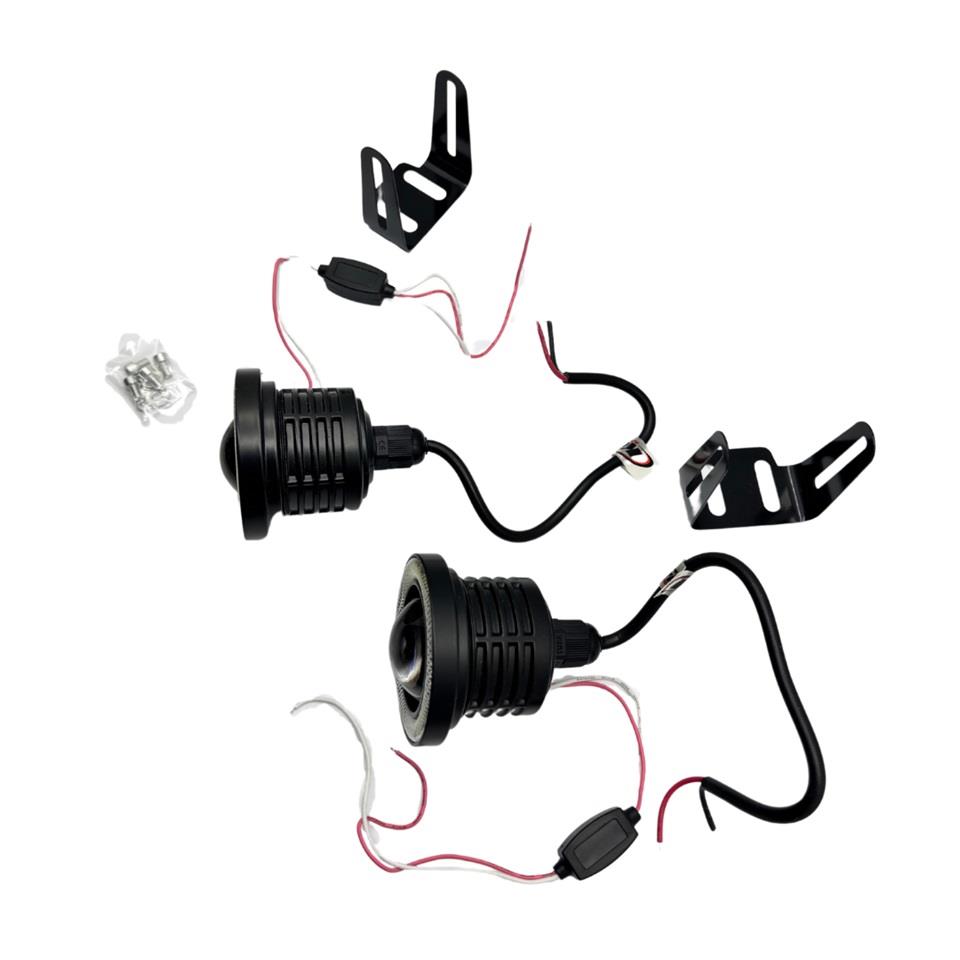 12V SİS LAMBASI MERCEKLİ BEYAZ YUVARLAK LED ANGEL TÜP 63 MM (2 AD)