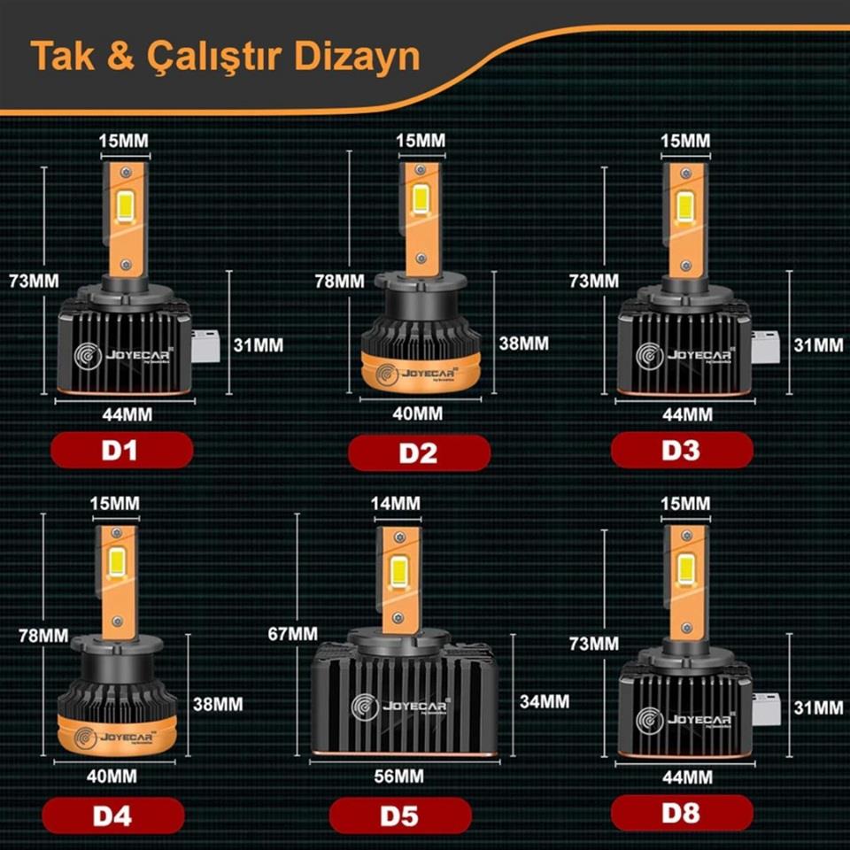 JOYECAR 12V D1S/D1R CSP LED XENON FAR AMPUL SETİ 120W 6000K 20000 LÜMEN