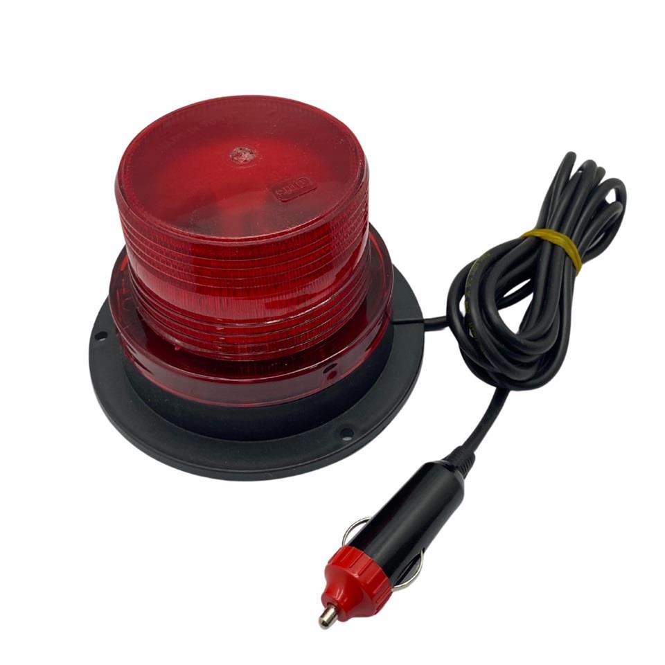 12V-24V ÇAKAR FLAS TEPE LAMBA MIKNATISLI LEDLİ KIRMIZI ÇAKMAK FİŞLİ (90*130 MM)