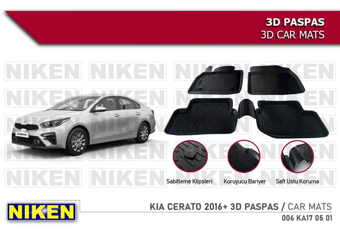 3D ARAÇ PASPASI (SİYAH) (4 PARÇA) KIA CERATO SEDAN 2016 > ( SABİTLEME KLİPSSİZ )
