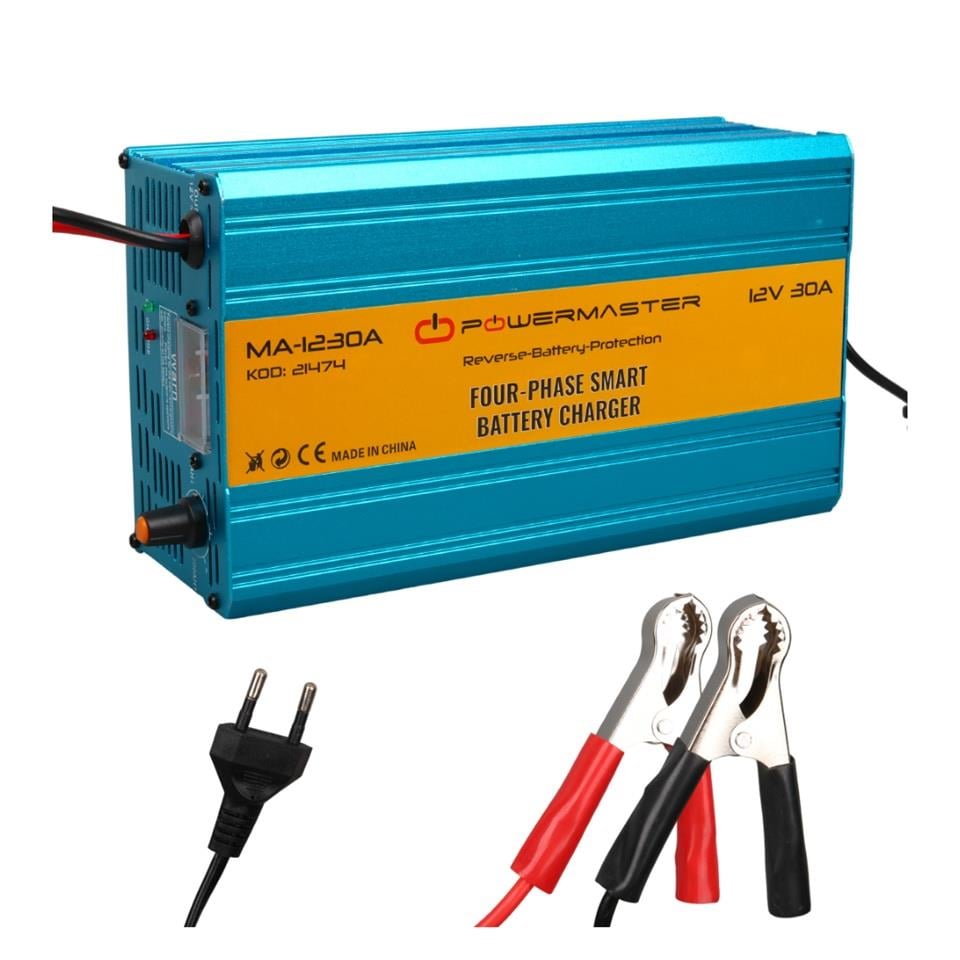 12V ŞARJ REDRESÖRÜ (AKILLI AKÜ ŞARJ CİHAZI) (ANALOG AMPER GÖSTERGELİ-AYARLI) OTOMATİK 30 A