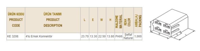 DÖRTLÜ KONNEKTOR (SOKET) ERKEK