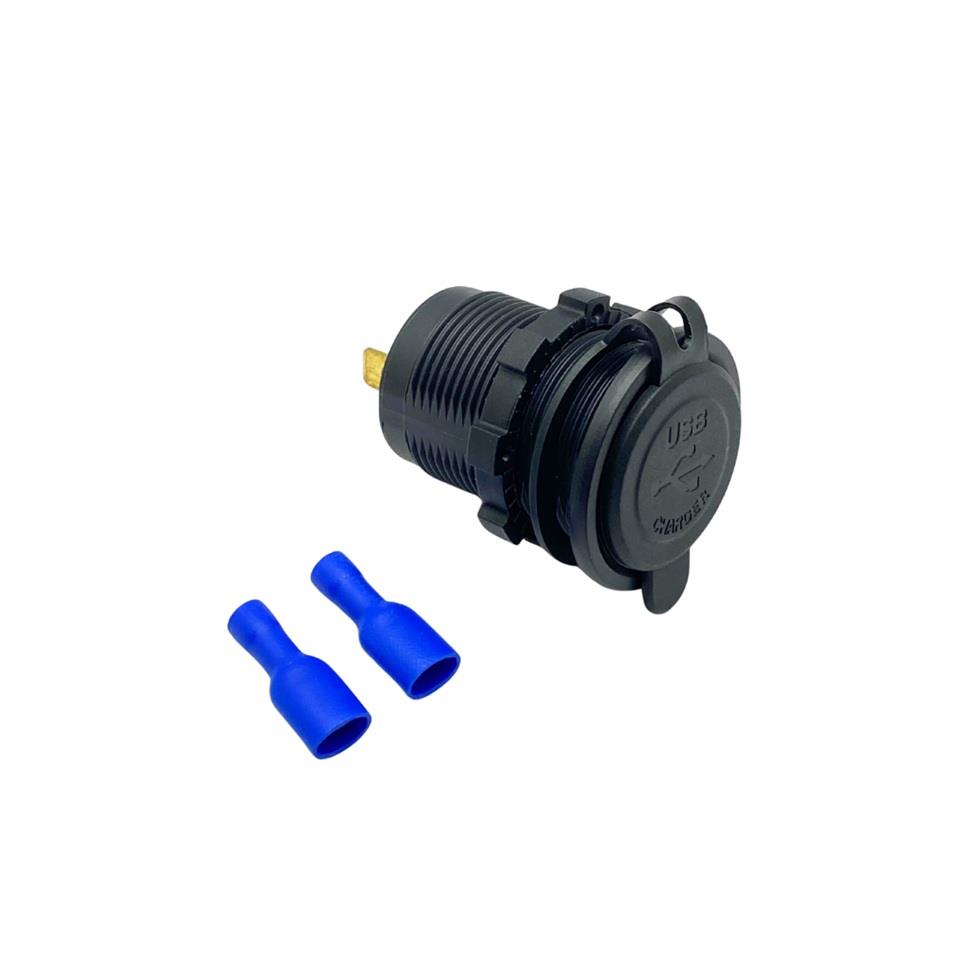 8V-32V ŞARJ CİHAZI (USB X 2) (1A/2.1A) (MAVİ IŞIK) (28 MM)