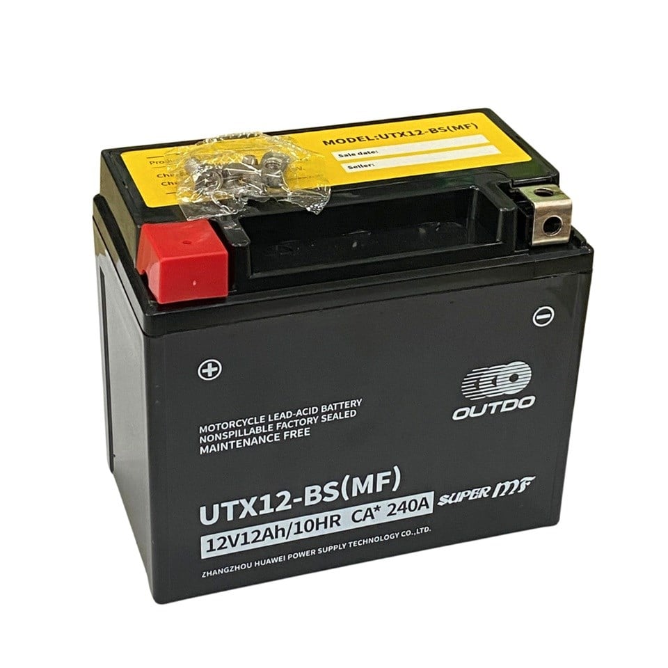 OUTDO 12V 12 AH MOTOSİKLET AKÜSÜ AGM TECH 240 A (EN) (150*86*130 MM) (YTX12-BS) (UTX12-BS-MF)
