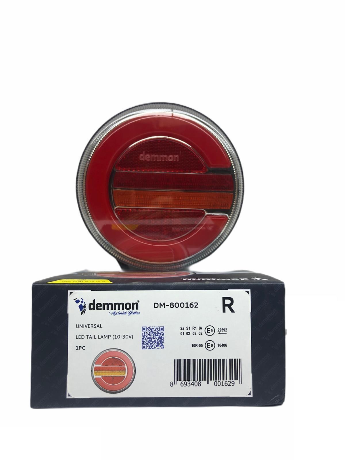 12V-24V STOP LAMBASI YUVARLAK (NEON LEDLİ) (3 FONKSİYONLU) (KIRMIZI-SARI) KABLOLU (140*35 MM) SAĞ