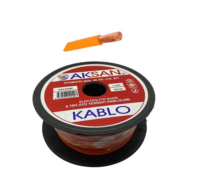 AKSAN 1 MM TESİSAT KABLOSU (KALAYSIZ) (SARI) (1 MT)