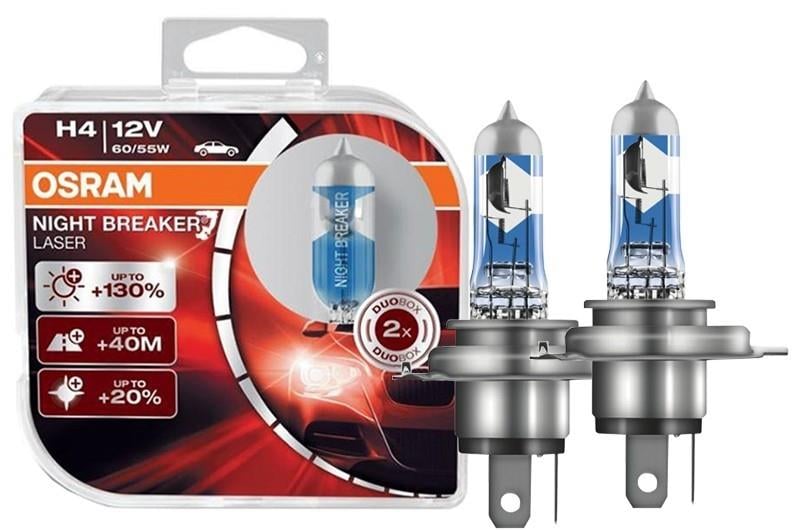 OSRAM 12V H4 AMPUL 60/55W +%130 FAZLA IŞIK NIGHT BREAKER LASER (2 AD)