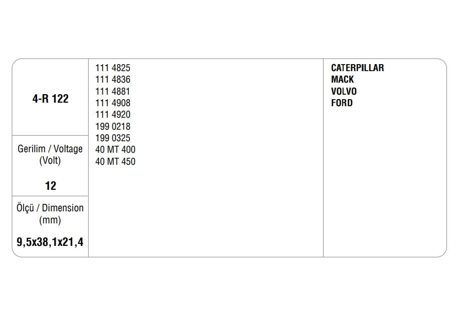 24V MARŞ KÖMÜRÜ DELCO TİPİ 40MT CATERPILLAR (4 AD)