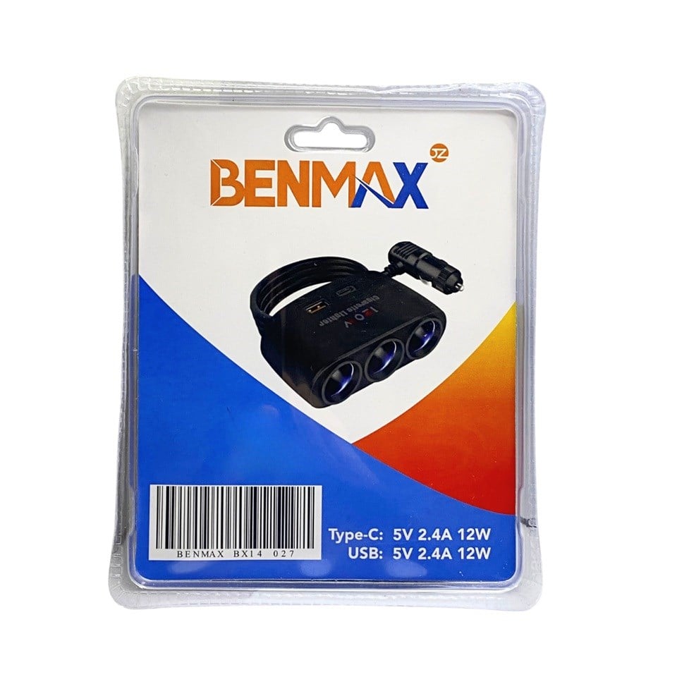 12V-24V 120W ÇAKMAK FİŞİ-SOKETİ-ÇOĞALTICI (ENERJİ SOKETİ) (ÇAKMAK 3 + USB + TYP-C ŞARJLI 2.4 A)