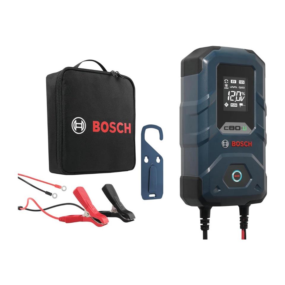 BOSCH 6V-12V ŞARJ REDRESÖRÜ (AKÜ ŞARJ CİHAZI) OTOMATİK C80-Li (6V-5 A / 12V-15 A) (+LİFePO4 LİTYUM)
