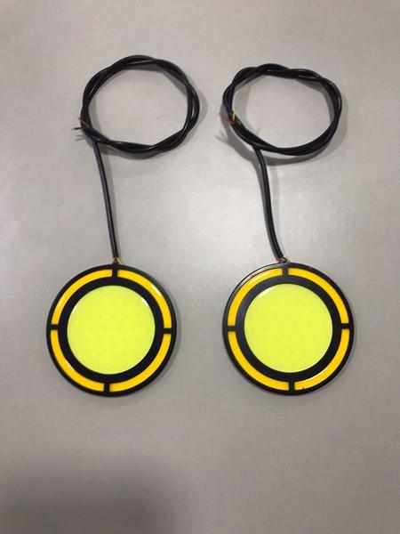 12V SİS LAMBASI YUVARLAK BEYAZ COB LEDLİ SARI ANGEL SİNYALLİ 7 CM YAPIŞKANLI (2 AD)